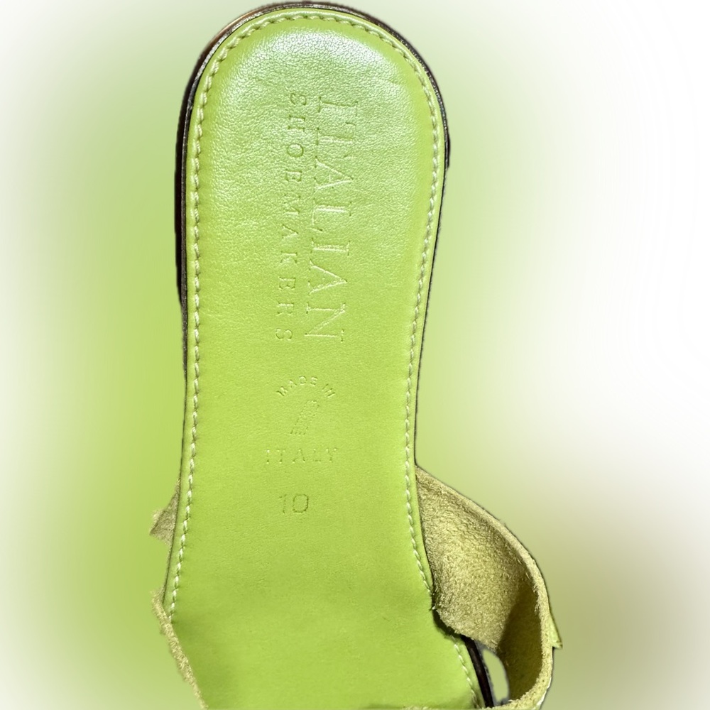 Women’s Lime Green Sandals Italian Shoemakers Size 10 - Picture 13 of 14